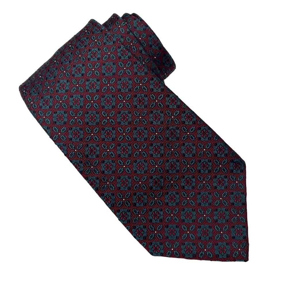 Ferrell Reed Nordstrom Silk Tie Mens OS Burgundy Blue Medallion Geometric Tie